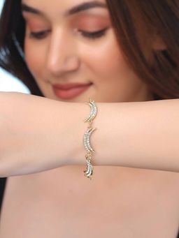 Yellow Chimes - Moon Shaped Crystal Chain Bracelet for Women