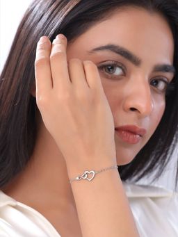 Yellow Chimes - Silver Valentines Special Infinity Love Chain Bracelet for Women