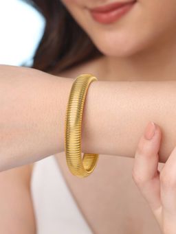 Yellow Chimes - Golden Stretchable Bold Bangle Bracelet for Women