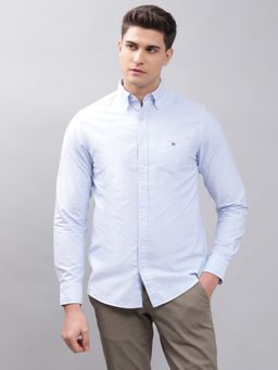 GANT - Men Blue Solid Regular Shirt