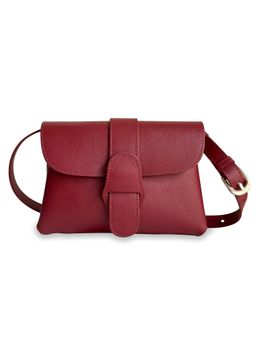 Mai Soli - Claire Leather Mini Envelope Clutch - Wine