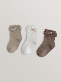 Hopscotch - Bow Applique Textured Socks (Pack Of 3)