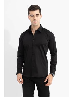 Snitch - On Loop Black Satin Stretch Shirt for Men