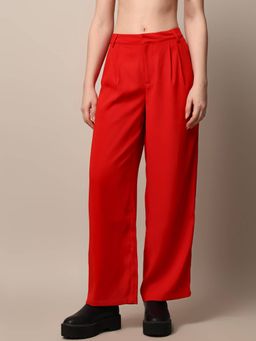 ONLY - Red High Waist Wide Leg Pant