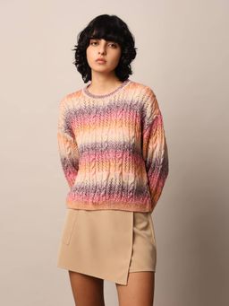 ONLY - Multi-Color Rib-Knit Pullover Sweater