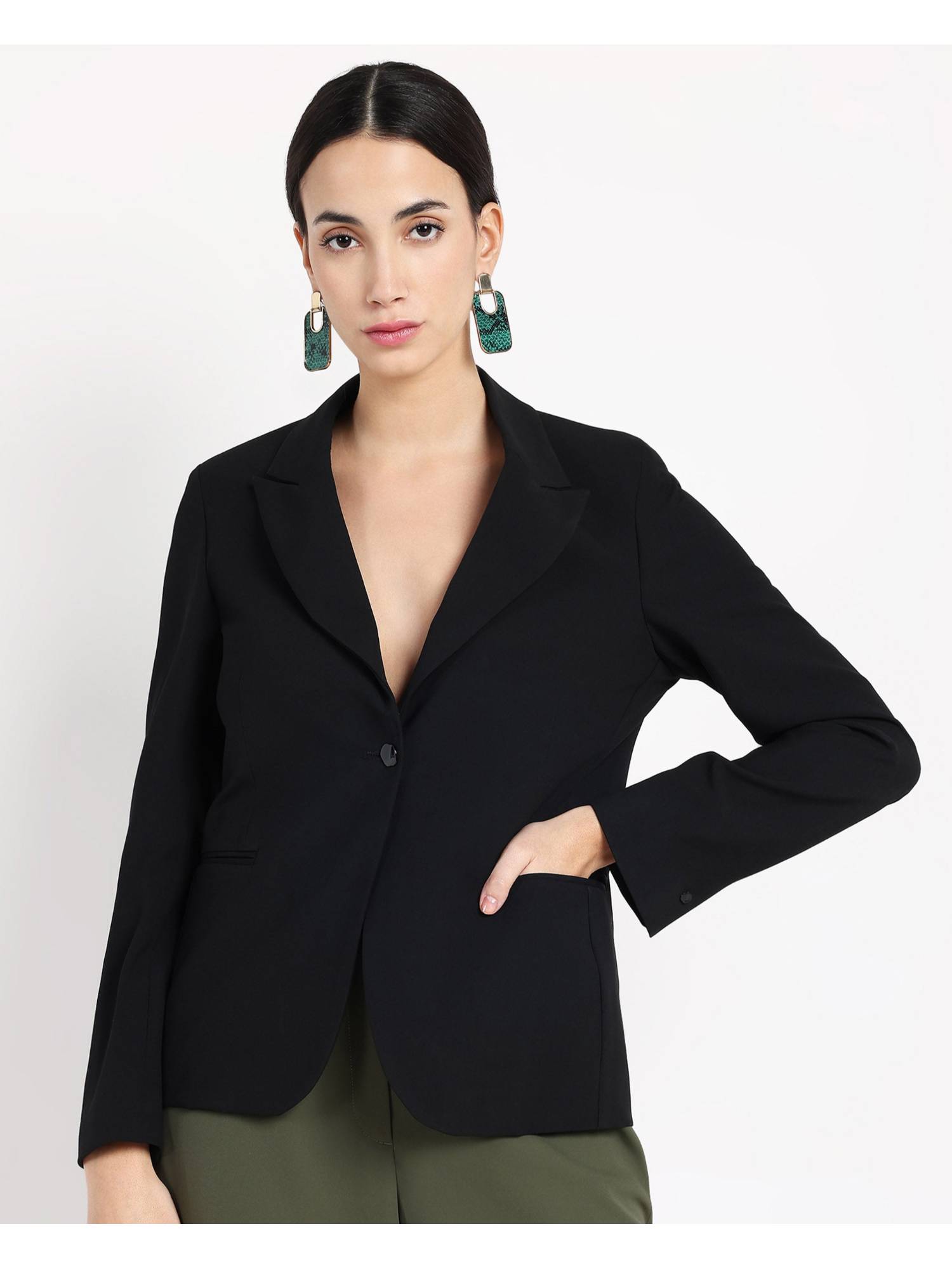 rareism Women Zivya Dark Black Regular Blazer-picture-42