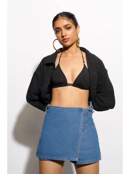 FREAKINS - Blue Solid Peck Out Skort