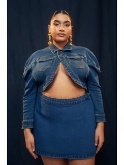 FREAKINS - Curve Indigo Stretch Denim Skort