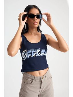 FREAKINS - Navy Blue Online Offline Tank Top