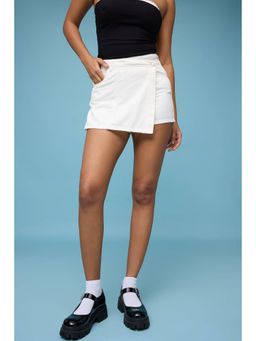 FREAKINS - Asymmetrical White Luxe Denim Skort