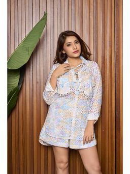 How When Wear - Printed Broderie Hawaii Beach Co-Ord (Set of 2)