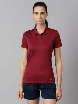 Alcis - Women Red Anti Static Soft Touch Slim Fit Training Polo T-Shirt