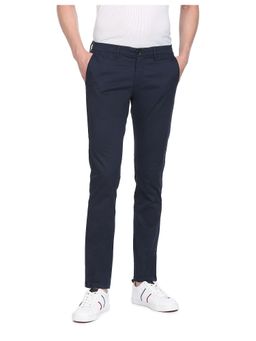 U.S. POLO ASSN. - Men Navy Solid Mid Rise Casual Trousers