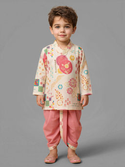 ETHNIKS NEURON - Cream Linen Straight Kurta With Dhoti