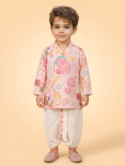 ETHNIKS NEURON - Pink Linen Straight Kurta With Dhoti