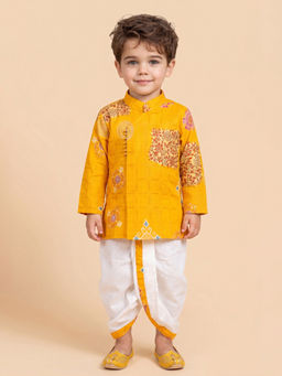 ETHNIKS NEURON - Mustard Linen Straight Kurta With Dhoti