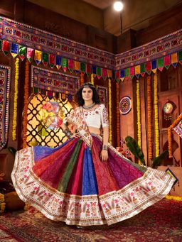 Odette - Multicolor Georgette Printed Semi-Stitched Lehenga