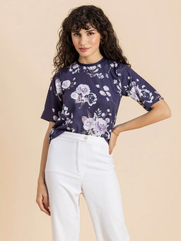 Moomaya - Women Purple Floral Printed Top