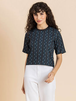 Moomaya - Women Teal Printed Top