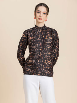 Moomaya - Women Black Printed Full Sleeves Summer Top