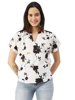 Moomaya - Women White Floral Printed Top
