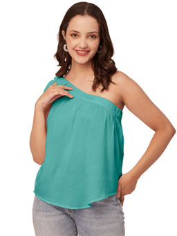 Moomaya - Women Turquoise Solid Sleeveless Top