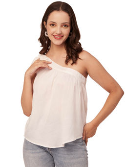 Moomaya - Women White Solid Sleeveless Top
