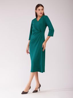FableStreet - Sheath Draped Dress - Teal