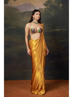 THETAA - Yellow Saree With Stitched Blouse
