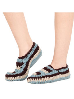 Bharatasya - Handmade Crocheted Designer Woolen Thermal Footie Home Socks