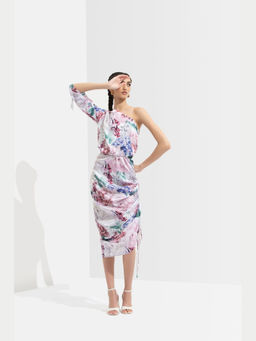 MANDIRA WIRK - Iris Printed One Off Shoulder Dress