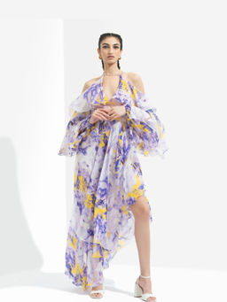 MANDIRA WIRK - Women Lavender Chiffon Printed Maxi Dress