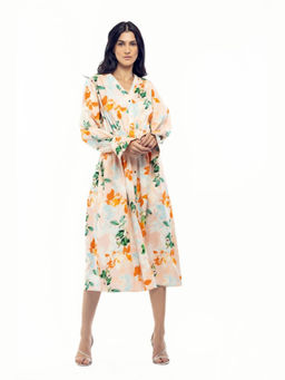 MANDIRA WIRK - Cotton Poplin Printed Shirt Dress