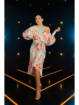 MANDIRA WIRK - Women Multi-Color Satin Printed Midi Dress