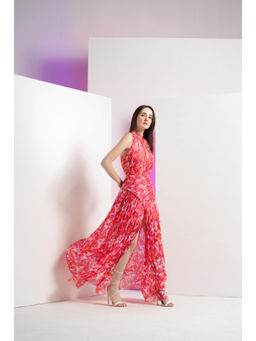 MANDIRA WIRK - Women Pink Chiffon Geometric Maxi Dress