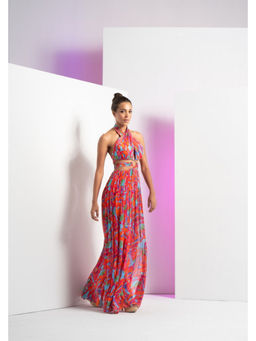 MANDIRA WIRK - Women Multi-Color Chiffon Abstract Maxi Dress