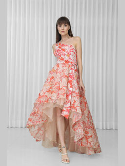 MANDIRA WIRK - Women Orange Poly Georgette Printed Maxi Dress