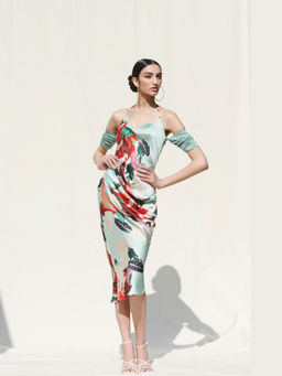 MANDIRA WIRK - Green Drape Slip Dress