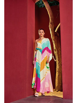 MANDIRA WIRK - Women Multi-Color Viscose Geometric Maxi Dress