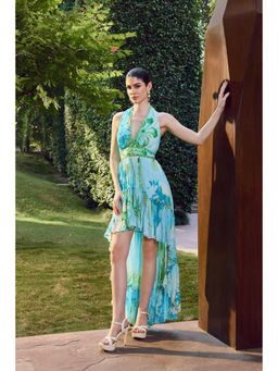 MANDIRA WIRK - Vacay High-Low Halter Neck Maxi Dress