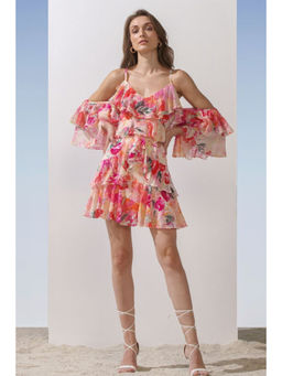 MANDIRA WIRK - Women Multi-Color Schiffli Floral Mini Dress