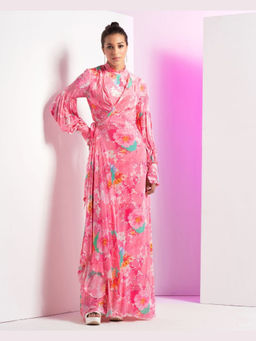 MANDIRA WIRK - Lush Pink Wrap Maxi Dress