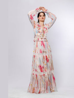 MANDIRA WIRK - Floaty Multi-Color Foil Maxi Dress