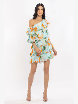 MANDIRA WIRK - Women Green Chiffon Floral Mini Dress