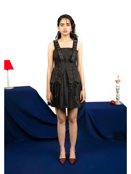 THNWHN - Black Buckle Up Armour Mini Dress