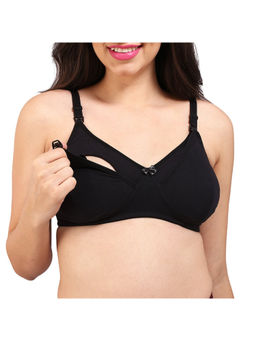 Bralux - Womens Non Wired Black Feeding Nursing Bra