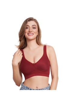 Bralux - Minimizer Wireless Non Padded Full Coverage Maroon T-Shirt Bra
