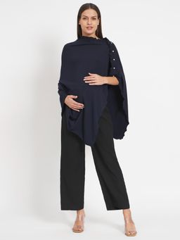 AUJJESSA - Navy Blue Maternity Feeding Shrug