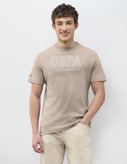 U.S. Polo Assn. Denim Co. - Beige Brand Embroidered Slim Fit T-Shirt