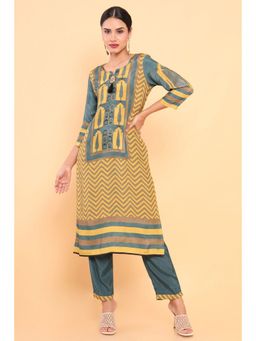 Soch - Women Mustard Modal Printed Kurta (Set of 2)